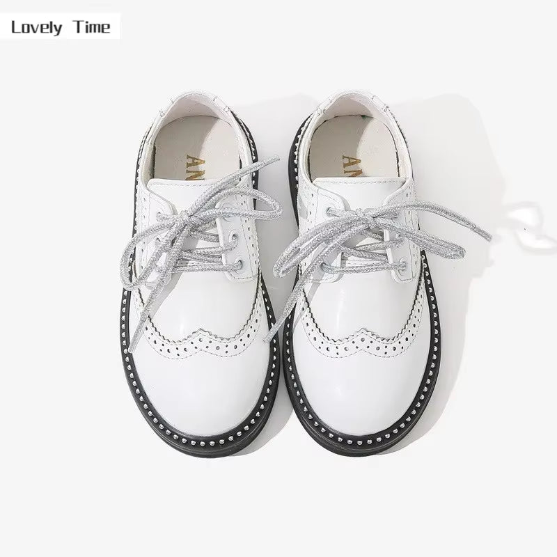 Boys Hollow Out Shoes Leather for Kids Party Wedding Dance Shoes Dress School Toddler Fashion Children Shoe Flat Black Brown