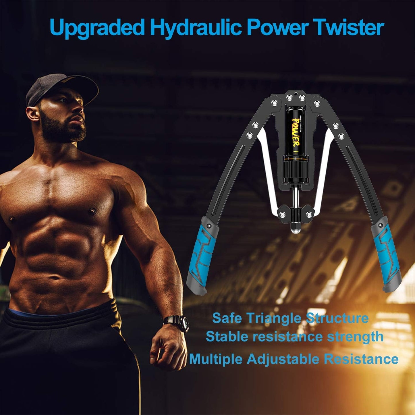 Hydraulic Power Twister Adjustable Arm-Exerciser - Home Chest Expander 22-440Lbs, Home Fitness Equipment Bar for Men and Women with Resistance