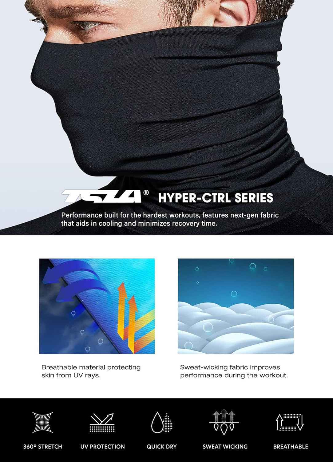 Men'S UPF 50+ Mock Long Sleeve Compression Shirts, Athletic Workout Shirt, Base Layer for Water Sports