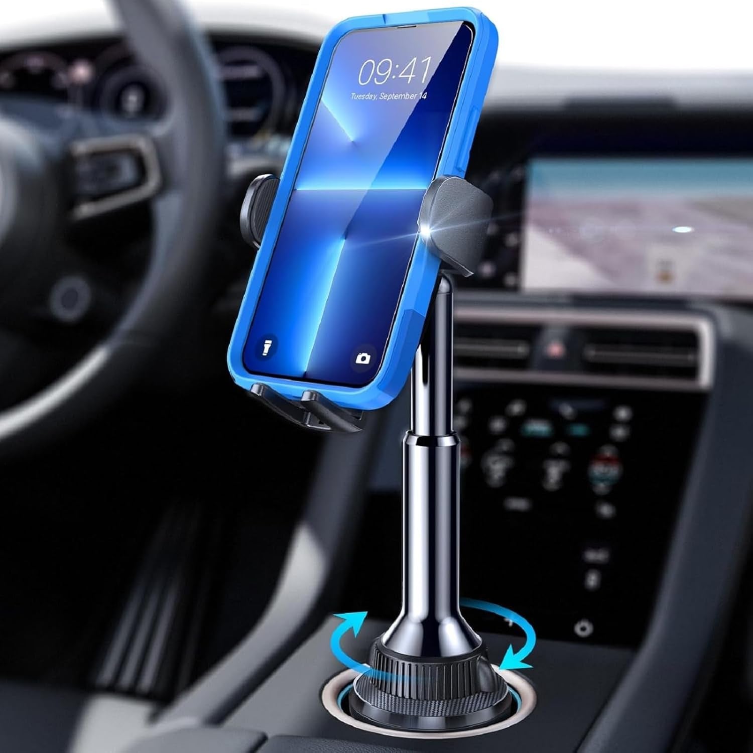 Cup Phone Holder for Car No Shaking Car Phone Holder Mount, 360° Adjustable Car Accessories for Women Truck Jeep, Golf Accessories for Iphone 16E 16 15 14 13 Pro Max Samsung S25 All 4-7'' Phone