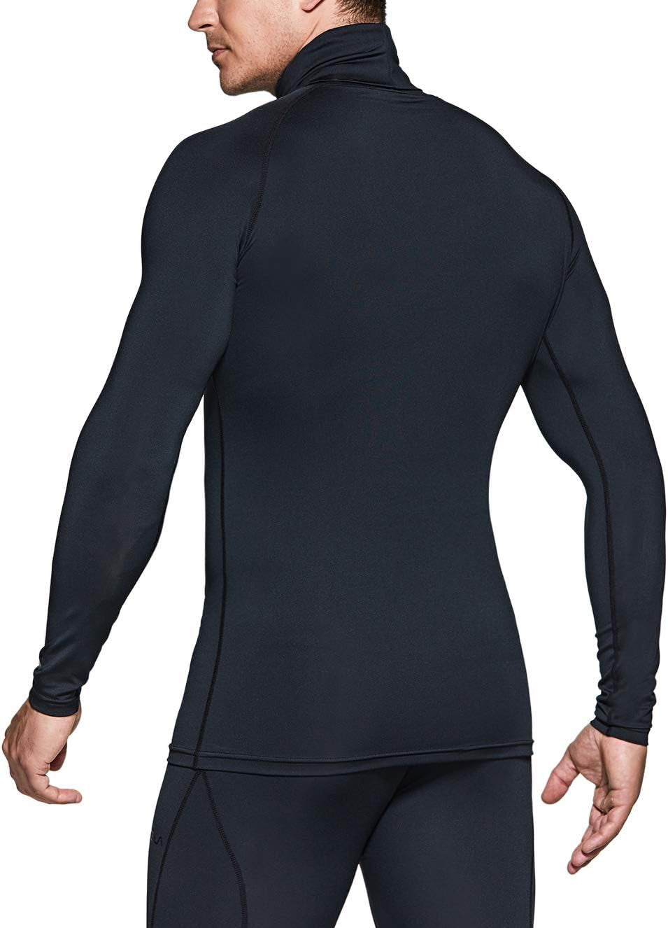 Men'S UPF 50+ Mock Long Sleeve Compression Shirts, Athletic Workout Shirt, Base Layer for Water Sports