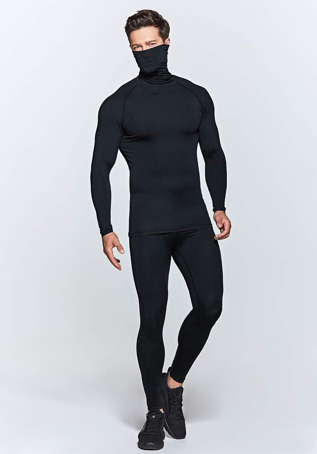 Men'S UPF 50+ Mock Long Sleeve Compression Shirts, Athletic Workout Shirt, Base Layer for Water Sports