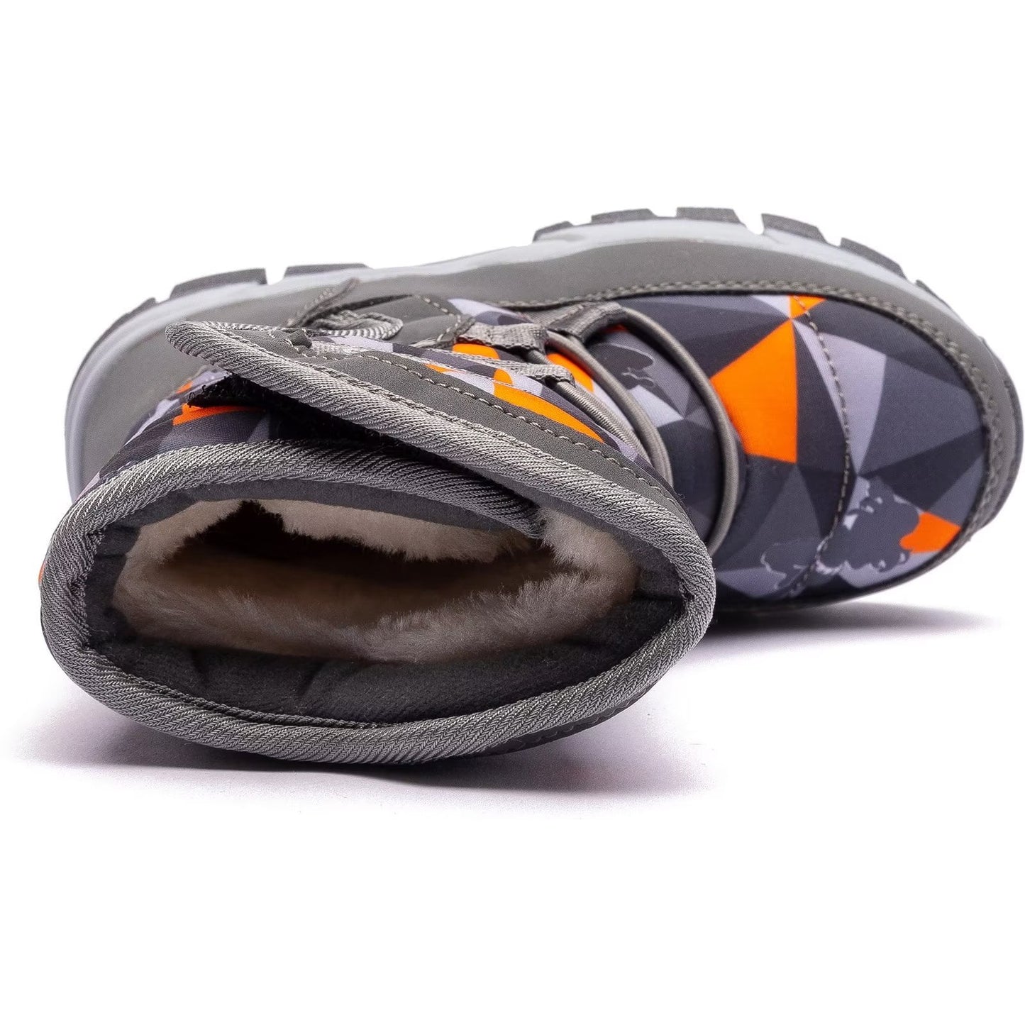 Boys Snow Boots Winter Waterproof Slip Resistant Shoes Orange/Grey,11 Little Kid