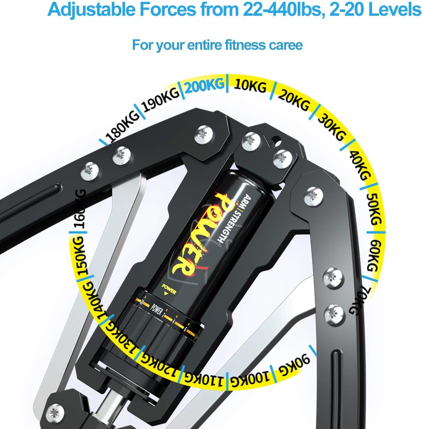 Hydraulic Power Twister Adjustable Arm-Exerciser - Home Chest Expander 22-440Lbs, Home Fitness Equipment Bar for Men and Women with Resistance