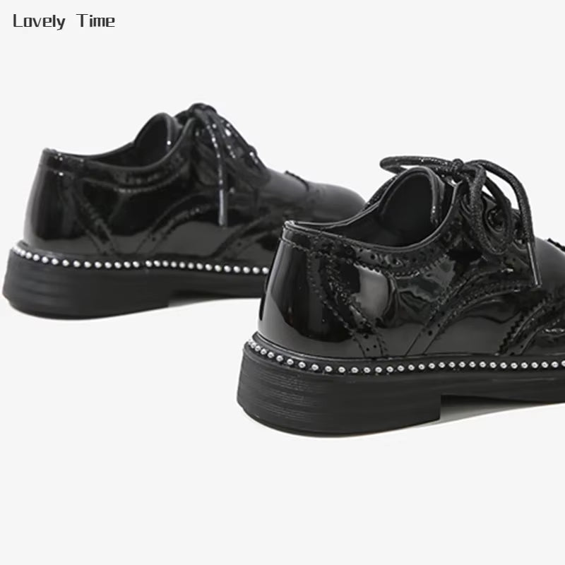 Boys Hollow Out Shoes Leather for Kids Party Wedding Dance Shoes Dress School Toddler Fashion Children Shoe Flat Black Brown