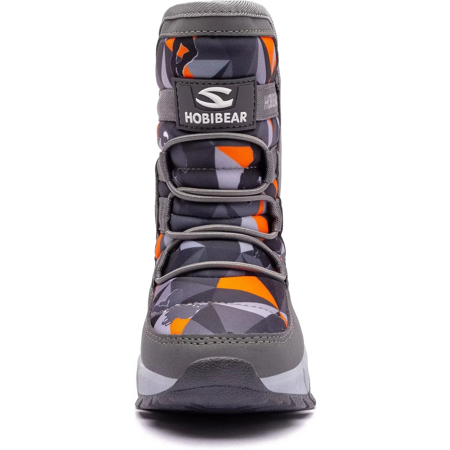 Boys Snow Boots Winter Waterproof Slip Resistant Shoes Orange/Grey,11 Little Kid