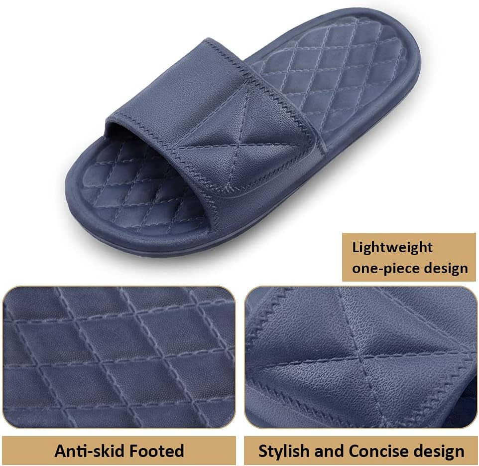 Bathroom Slippers for Women and Men Portable Quick Drying Non-Slip Pool Beach Spa Shower Slippers House Slide Sandals Indoor and Outdoor Unisex Shoes, A-Blue 9.5-10.5 Women/8-9 Men