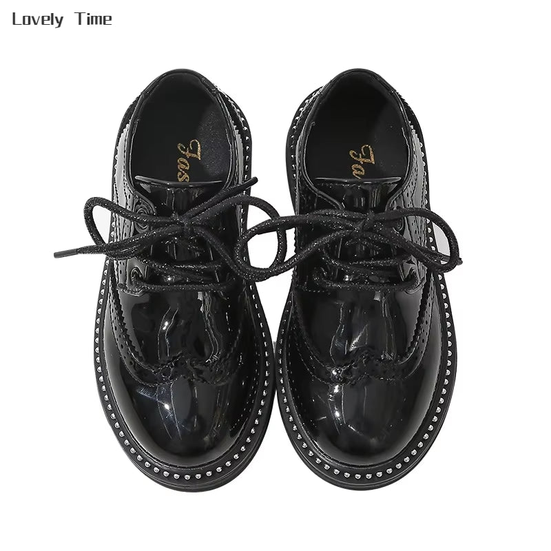 Boys Hollow Out Shoes Leather for Kids Party Wedding Dance Shoes Dress School Toddler Fashion Children Shoe Flat Black Brown