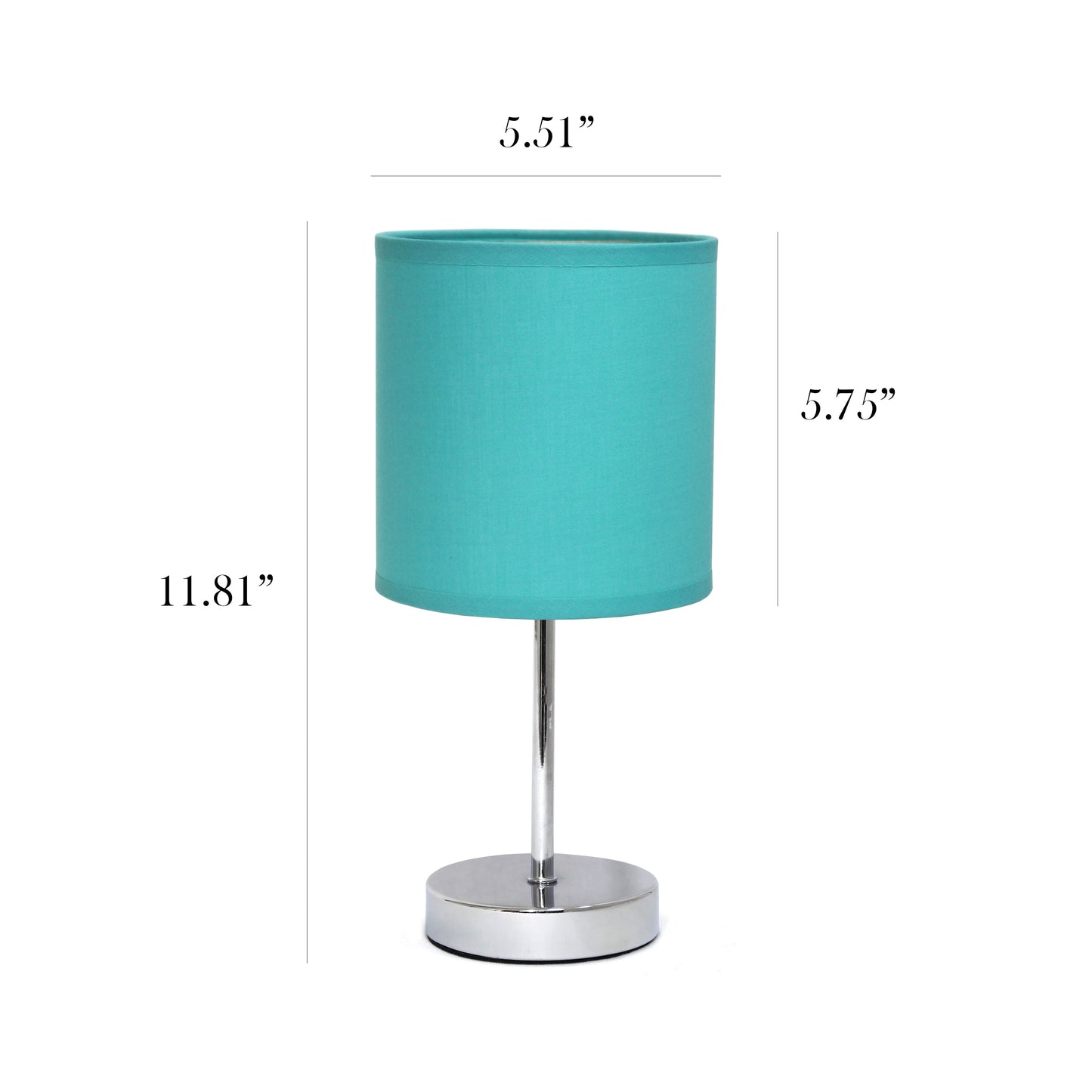 11.81" Basic Chrome Mini Table Lamp with Fabric Shade, Blue
