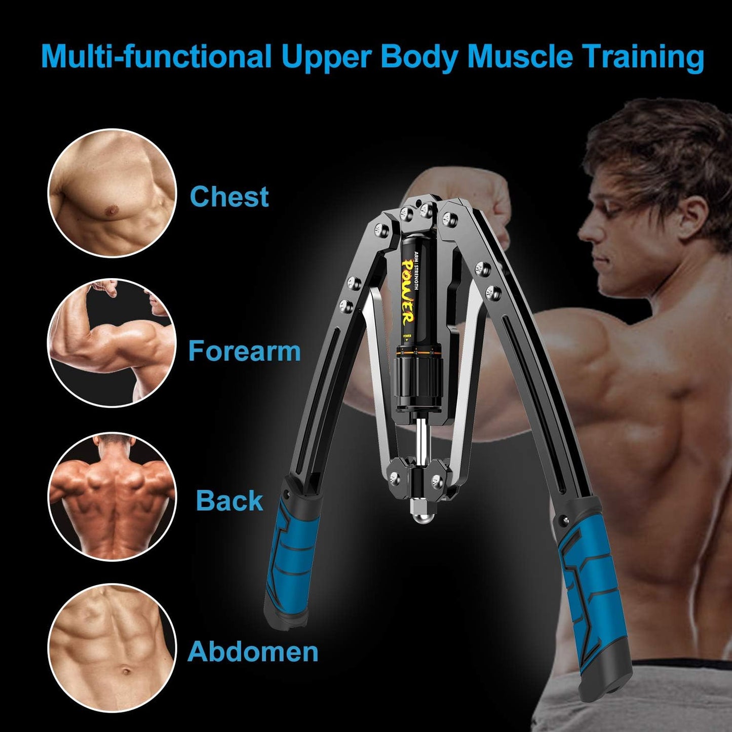 Hydraulic Power Twister Adjustable Arm-Exerciser - Home Chest Expander 22-440Lbs, Home Fitness Equipment Bar for Men and Women with Resistance